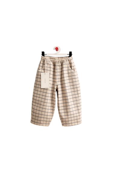 ZARA TIMELESS - PANTALÓN SARGA BAGGY CUADROS - Crudo / Azul de Zara