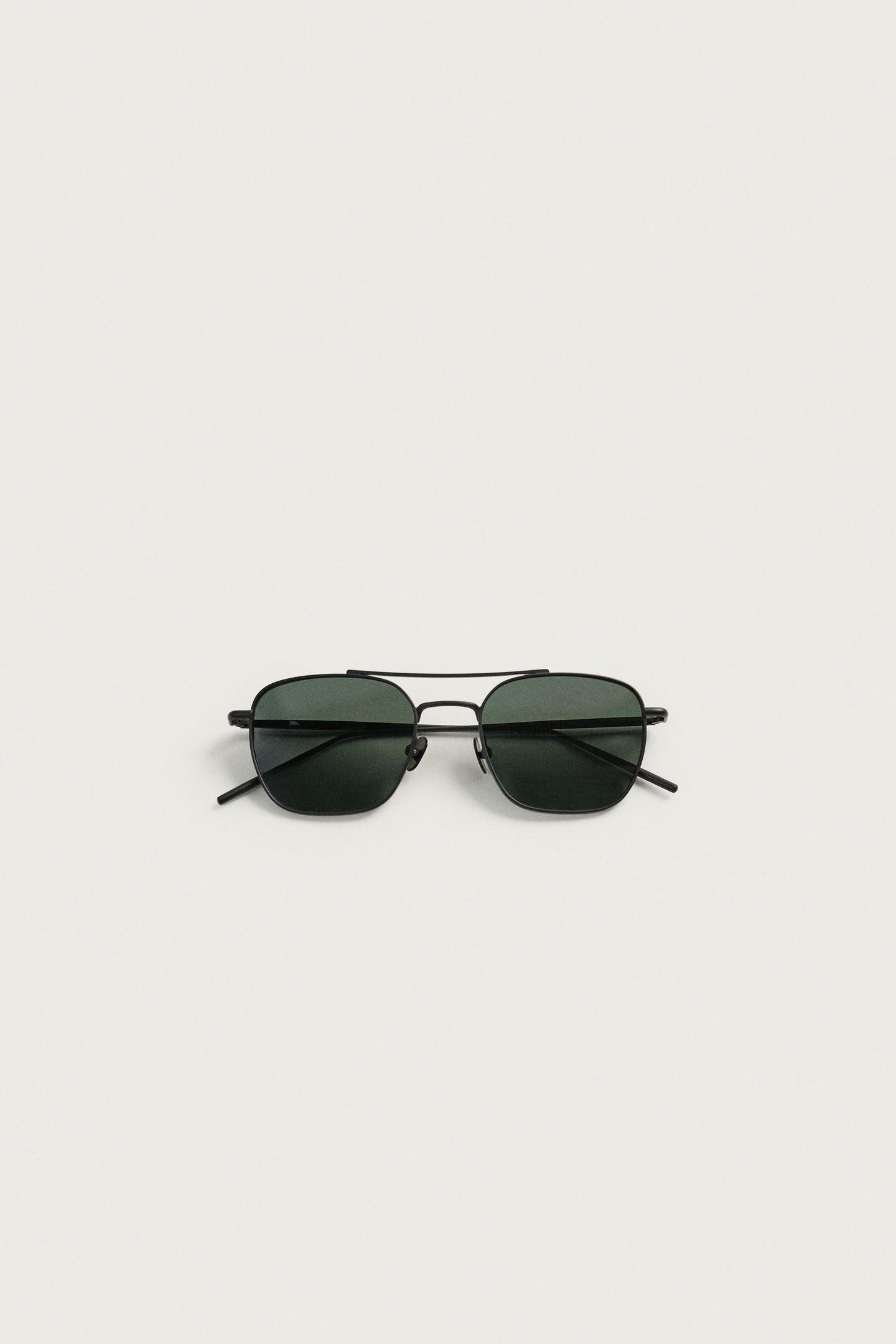 Мужские солнцезащитные очки Zara Square Metal-Frame Sunglasses, цвет: Матовый серебряный — фото 7