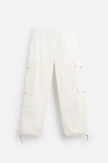 TECHNICAL CARGO TROUSERS - Oyster-white by Zara