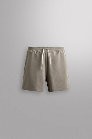COTTON BLEND TRAINING SHORTS - Stone by Zara