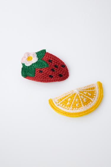 TWO-PACK OF CROCHET FRUIT HAIR CLIPS - Red by Zara - Image 1