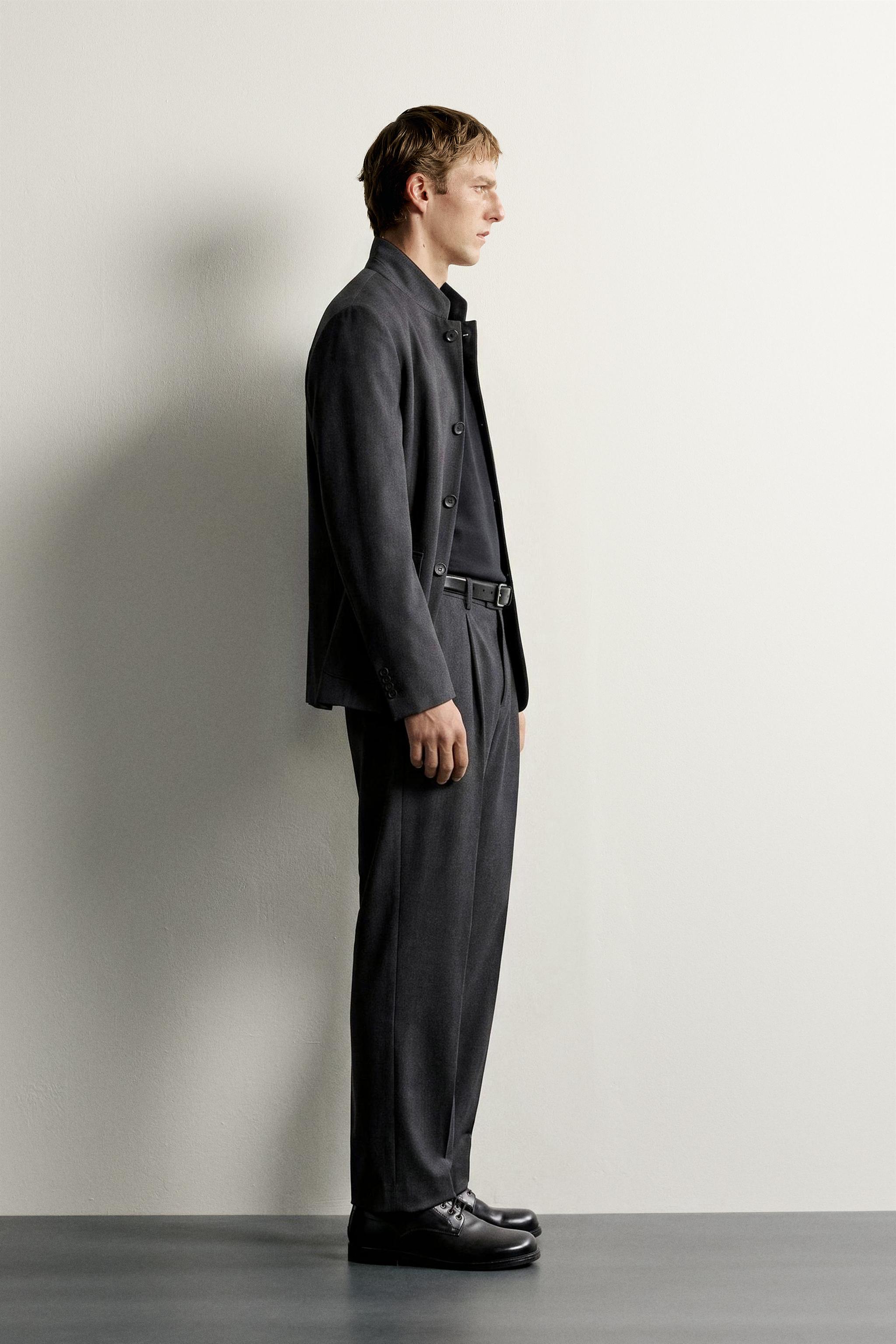 REGULAR FIT PLEATED SUIT PANTS