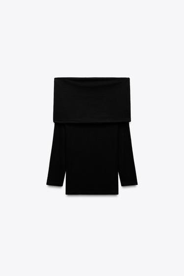 SOFT DRAPED TOP WITH EXPOSED SHOULDERS - Black by Zara