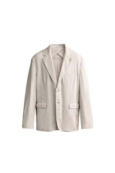 Zara WASHED EFFECT RELAXED FIT BLAZER - Stone