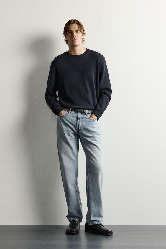 Zara STRAIGHT-FIT LONG-LENGTH JEANS - Blue - Image 0