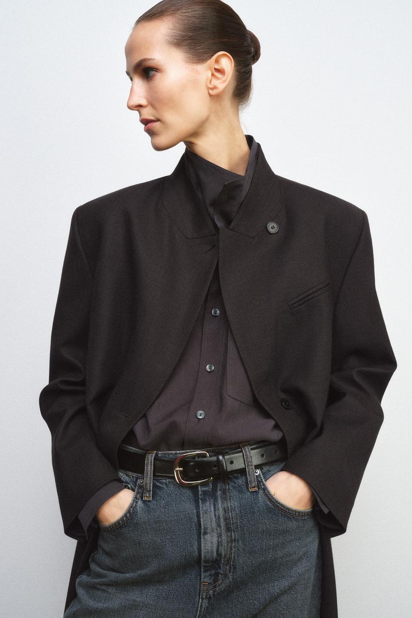 100% LEATHER BELT WITH SQUARE BUCKLE - Black | ZARA United  display picture 1