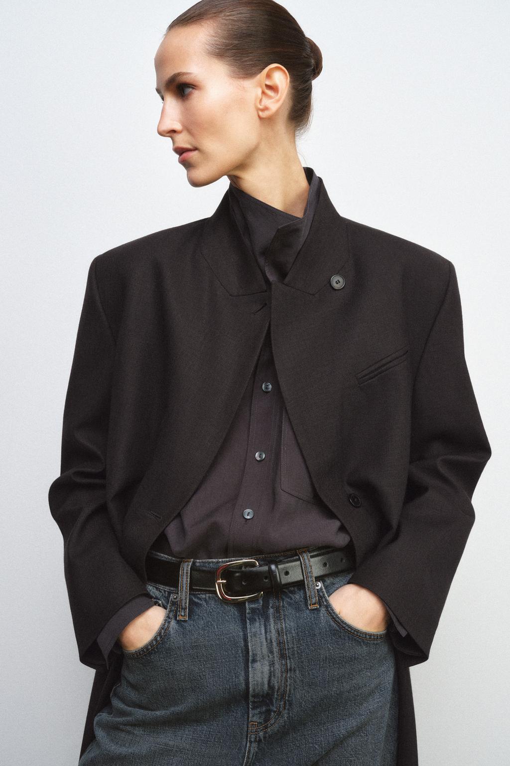 100% LEATHER BELT WITH SQUARE BUCKLE - image 3