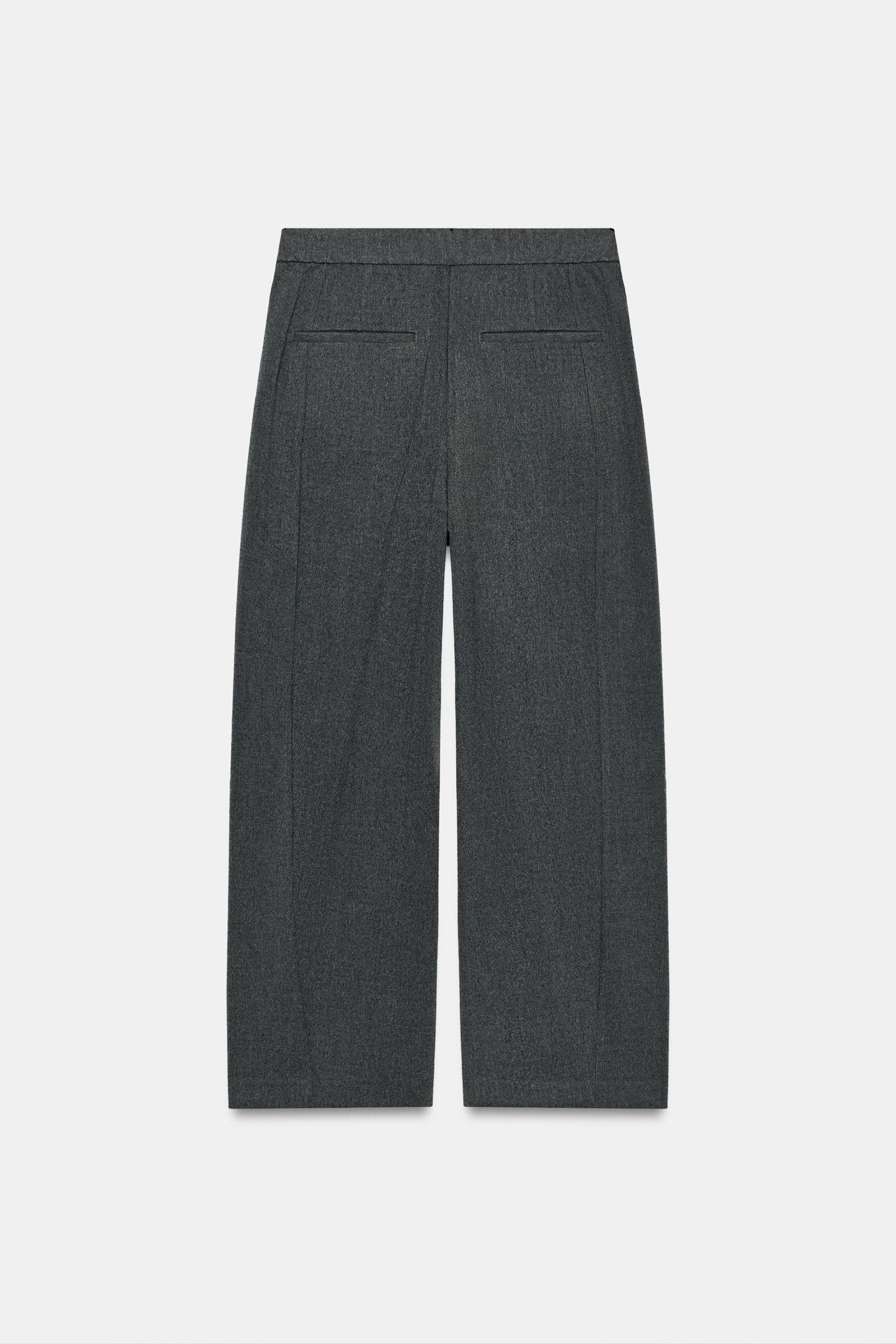 Женские брюки Zara Elastic Waist Pleated, цвет: Серый меланжевый — фото 8