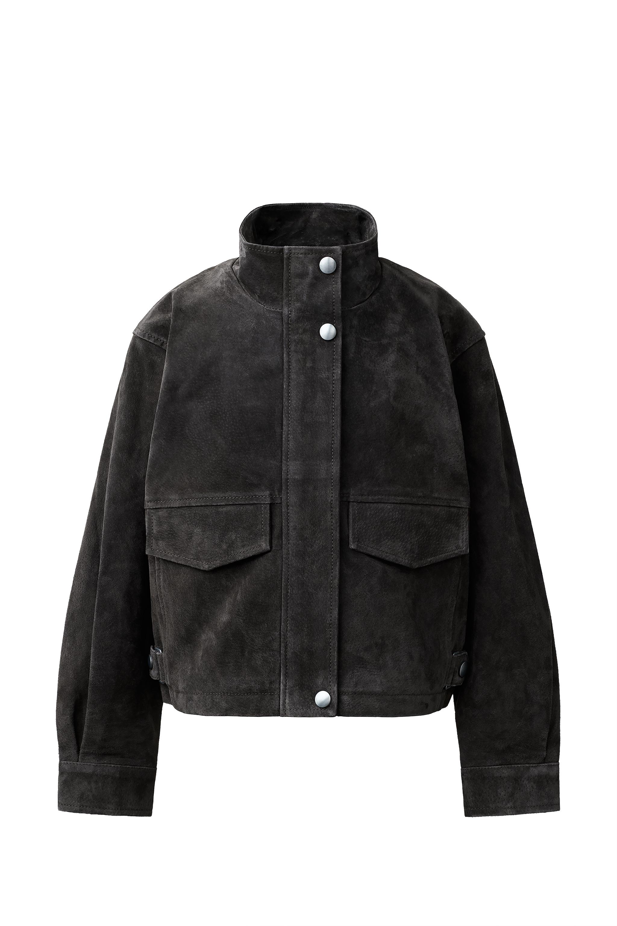 100% LEATHER JACKET WITH POCKETS - dark khaki | ZARA United States