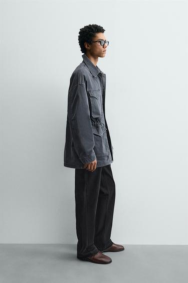 WASHED COTTON TEXTURED PARKA - Light indigo by Zara - Image 3