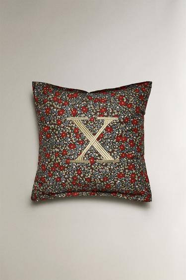 FLORAL CHRISTMAS LETTER 'X' CUSHION - Multicoloured by Zara - Image 0