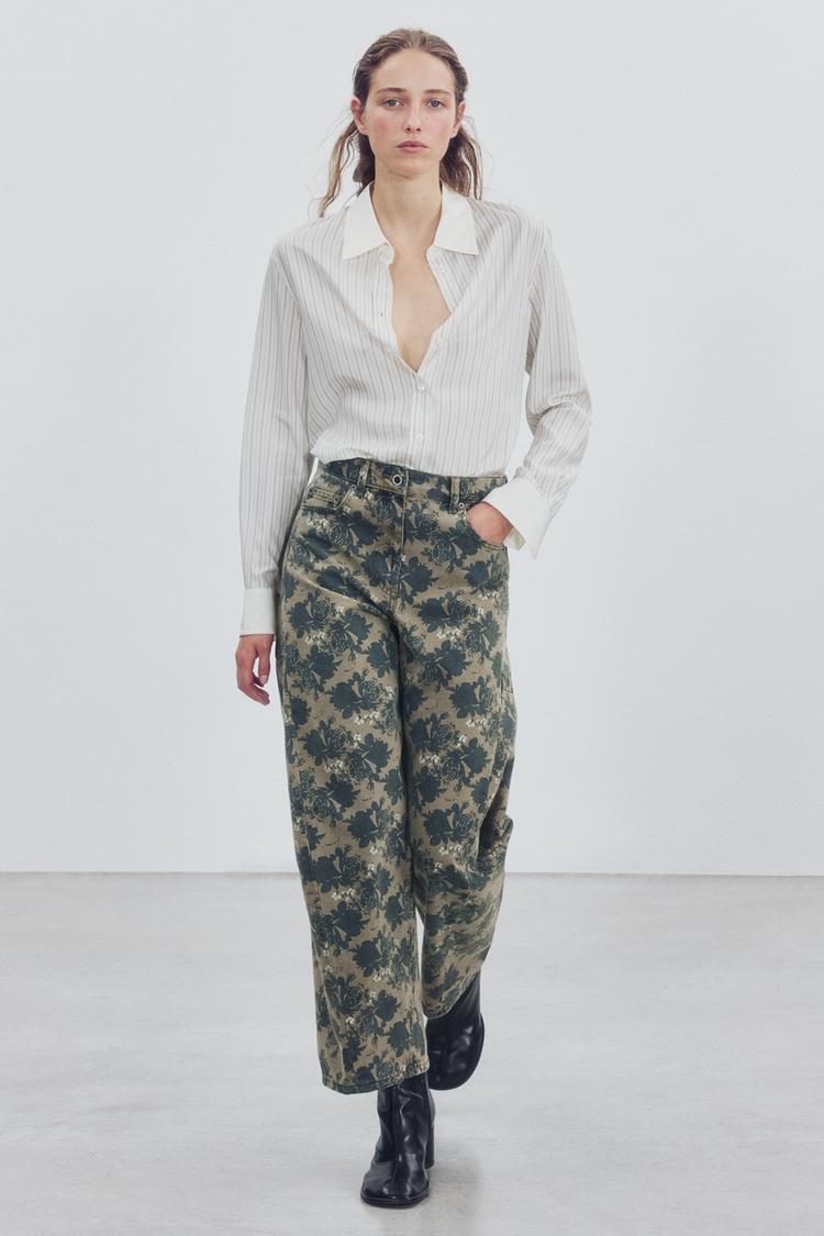ZW COLLECTION MID-RISE BALLOON JEANS — Khaki