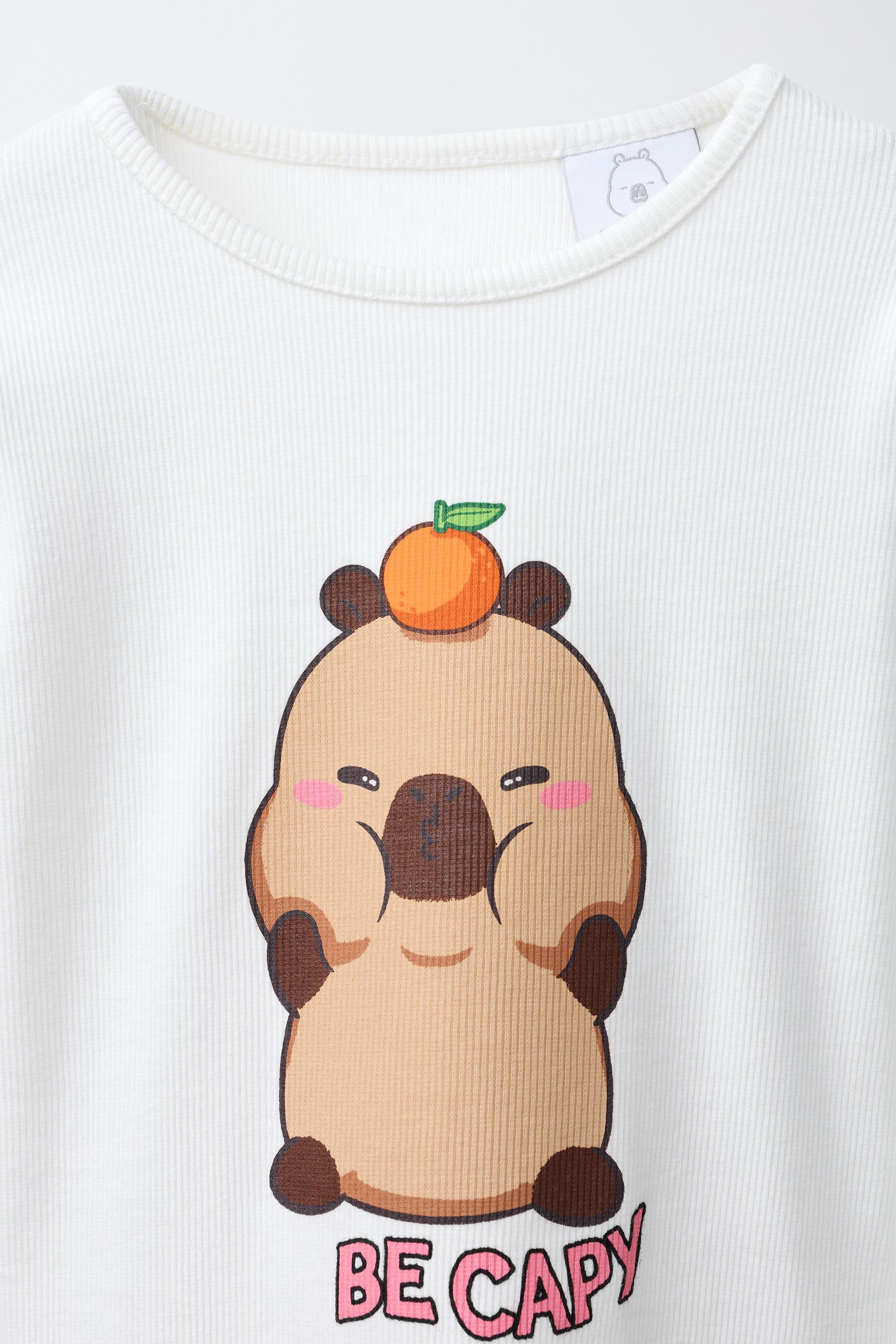 CAPYBARA CAPYFUN © RIBBED T-SHIRT - White | ZARA United States