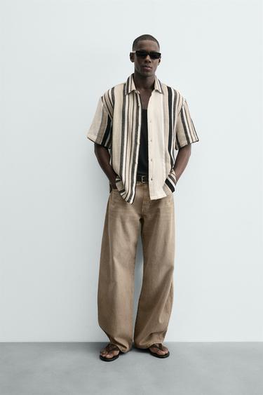 CAMISA RELAXED FIT ESTRUTURA LISTRADA - Riscas da Zara - Imagem 0