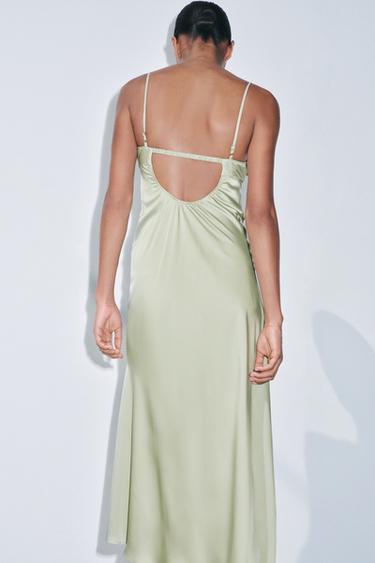 ROBE STYLE LINGERIE SATINÉE - Vert menthe de Zara - Image 2