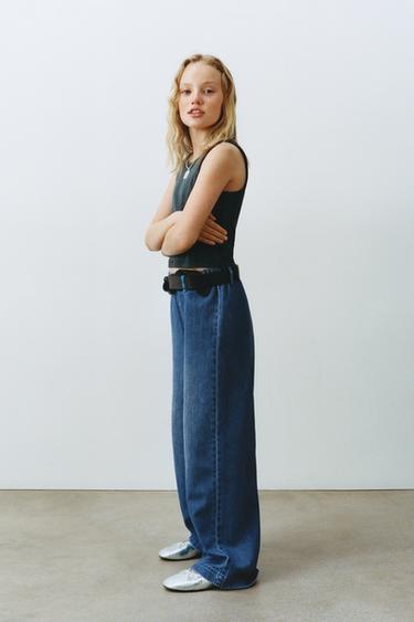 JEANS WIDE LEG - Azul de Zara