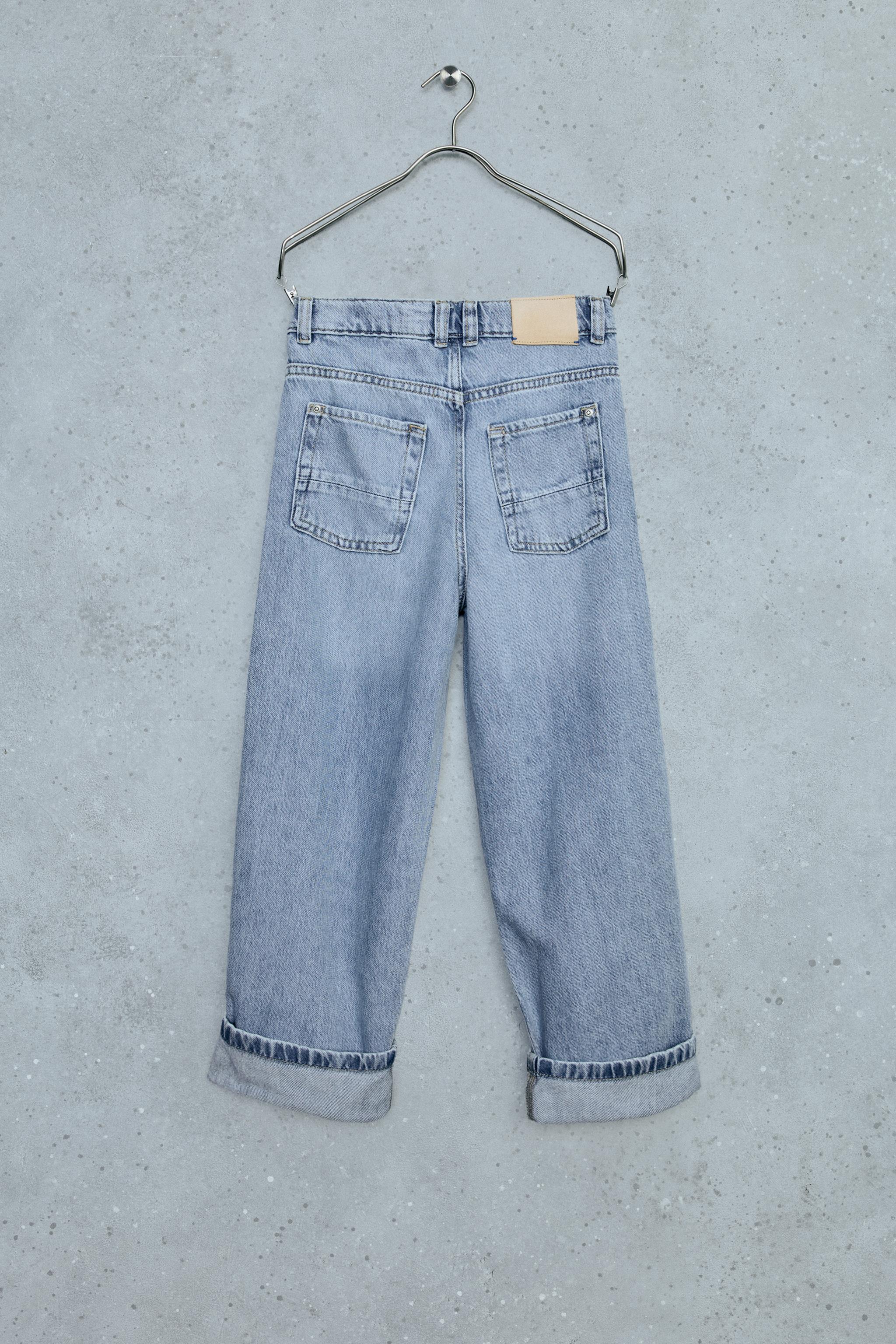 STORIESZ - LOOSE FIT CUFFED JEANS — Mid-blue