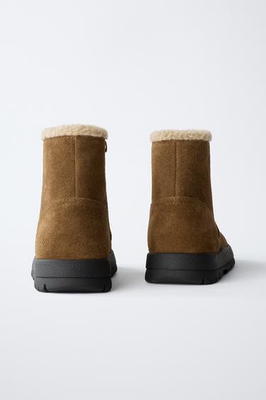 BOTTES EN CUIR DOUBLÉES - Marron de Zara - Image 4
