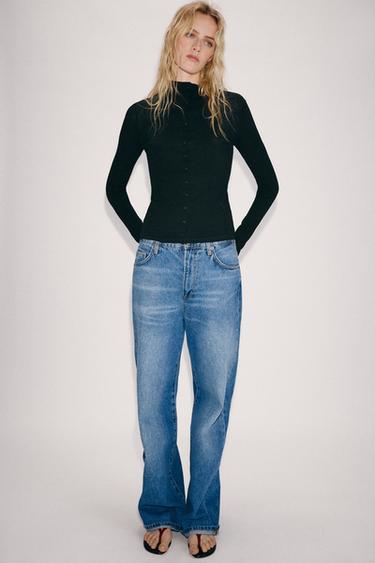 CAMISETA CUELLO ALTO BOTONES - Negro de Zara - Imagen 0
