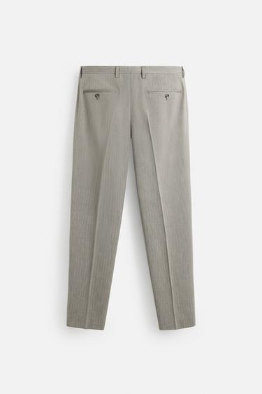 HERRINGBONE SUIT TROUSERS - Brown / Taupe by Zara - Image 5