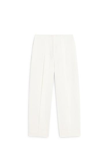 Pantalon à pinces en lin - Blanc cassé de Zara