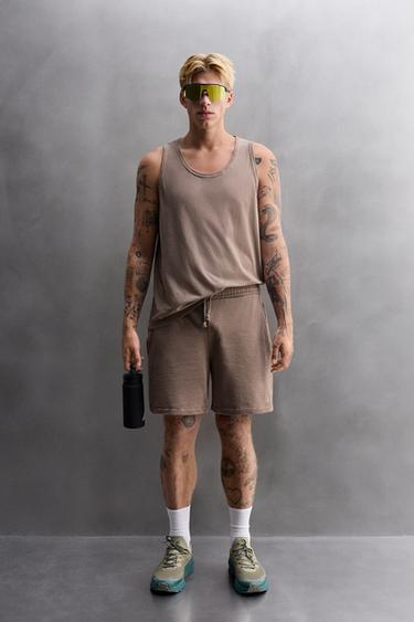 JOGGER BERMUDA SHORTS - Burgundy by Zara - Image 0