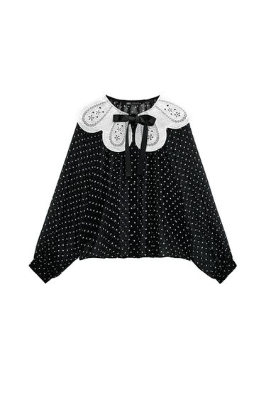 BLUSA LUNARES CUELLO COMBINADO