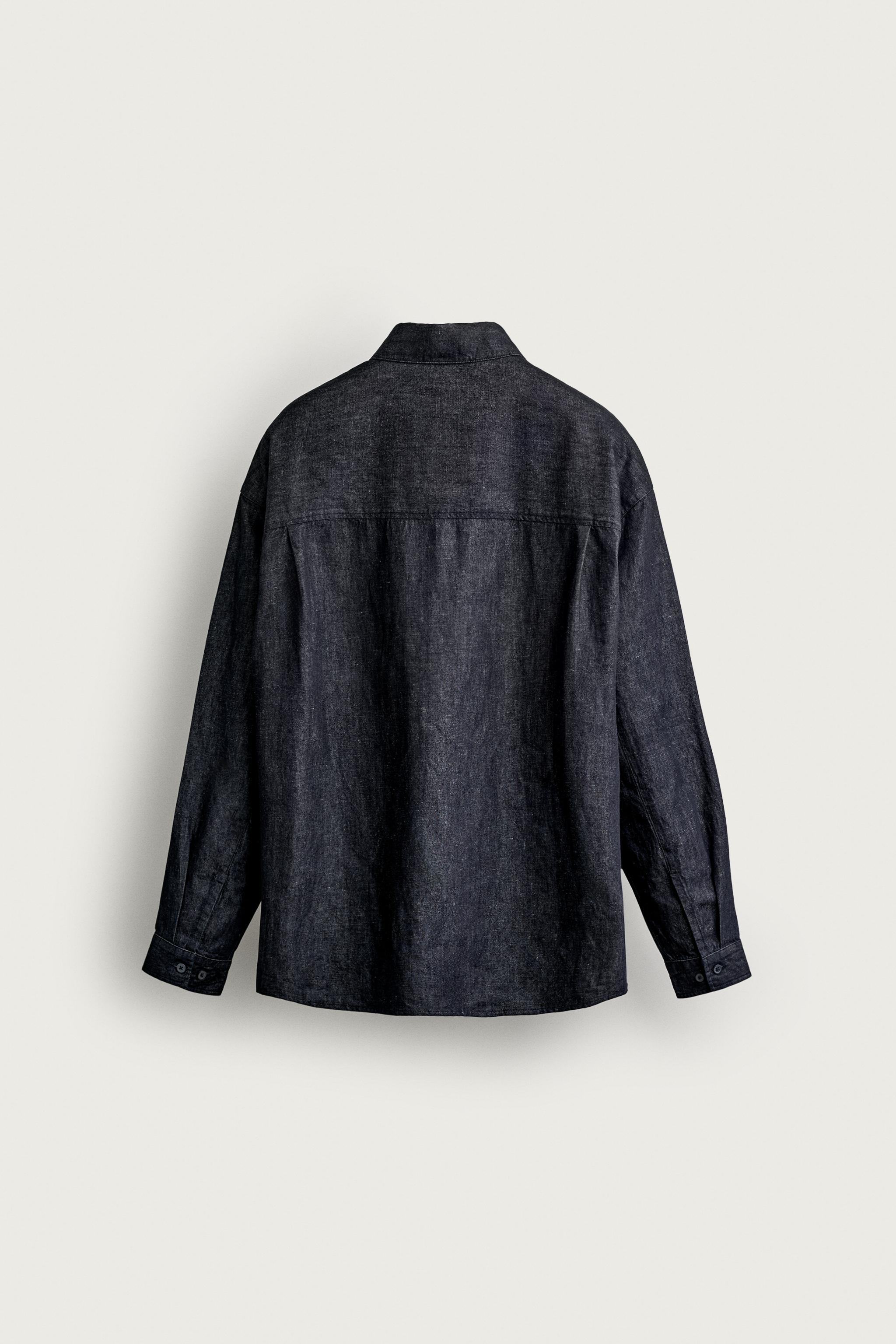 Мужские рубашки Zara RELAXED FIT LIGHTWEIGHT DENIM SHIRT — фото 7
