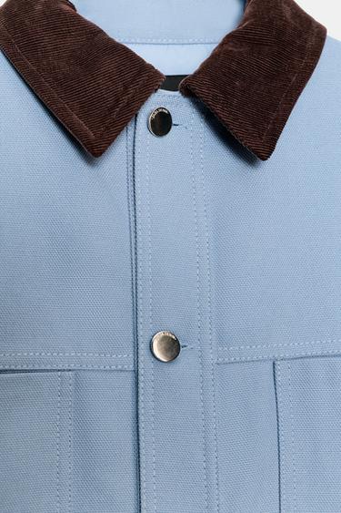 QUILTED JACKET WITH CONTRAST COLLAR - Sky blue by Zara - Image 10