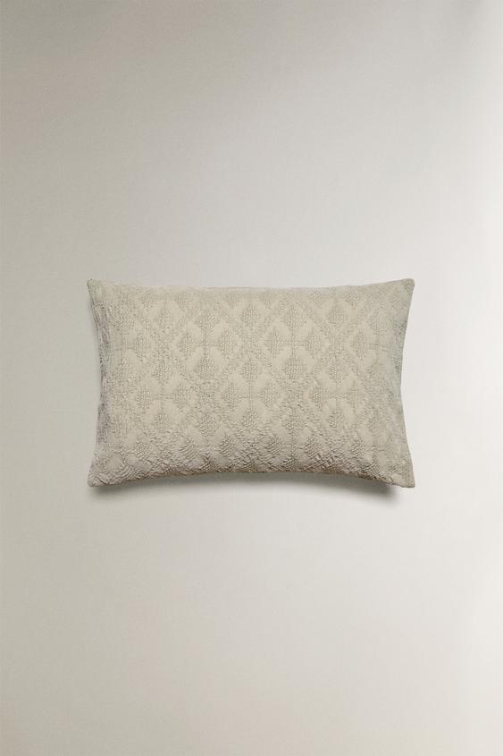 CAPA DE ALMOFADA COM JACQUARD - Verde-claro da Zara - Imagem 0