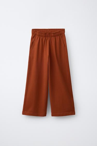 WIDE-LEG HEAVY JERSEY TROUSERS - Terracotta by Zara