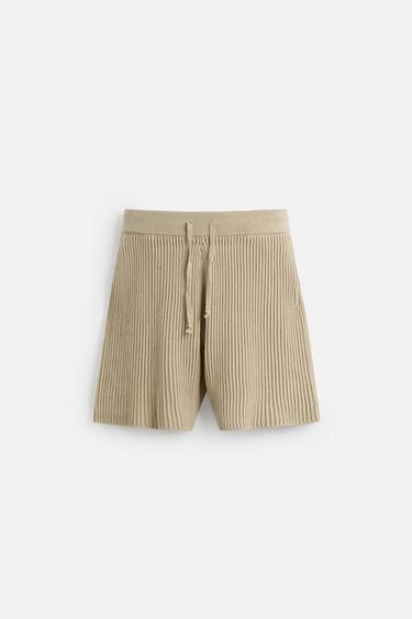 RIBBED RELAXED FIT BERMUDA SHORTS - Beige by Zara - Image 5