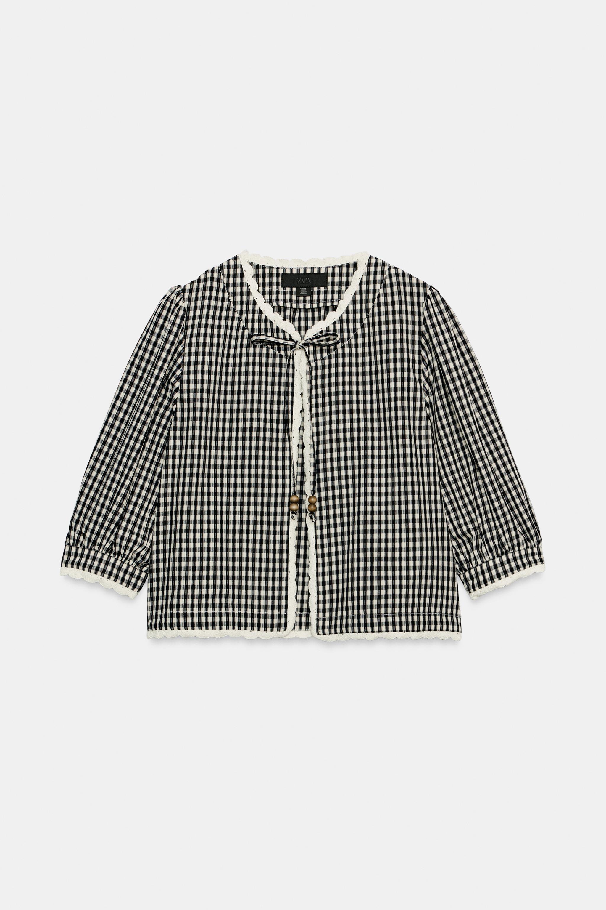 CROCHET GINGHAM CHECK JACKET - Black / White | ZARA United States