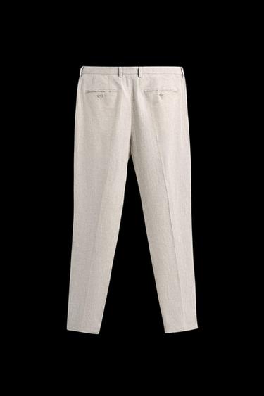 100% LINEN SUIT TROUSERS - Light beige by Zara
