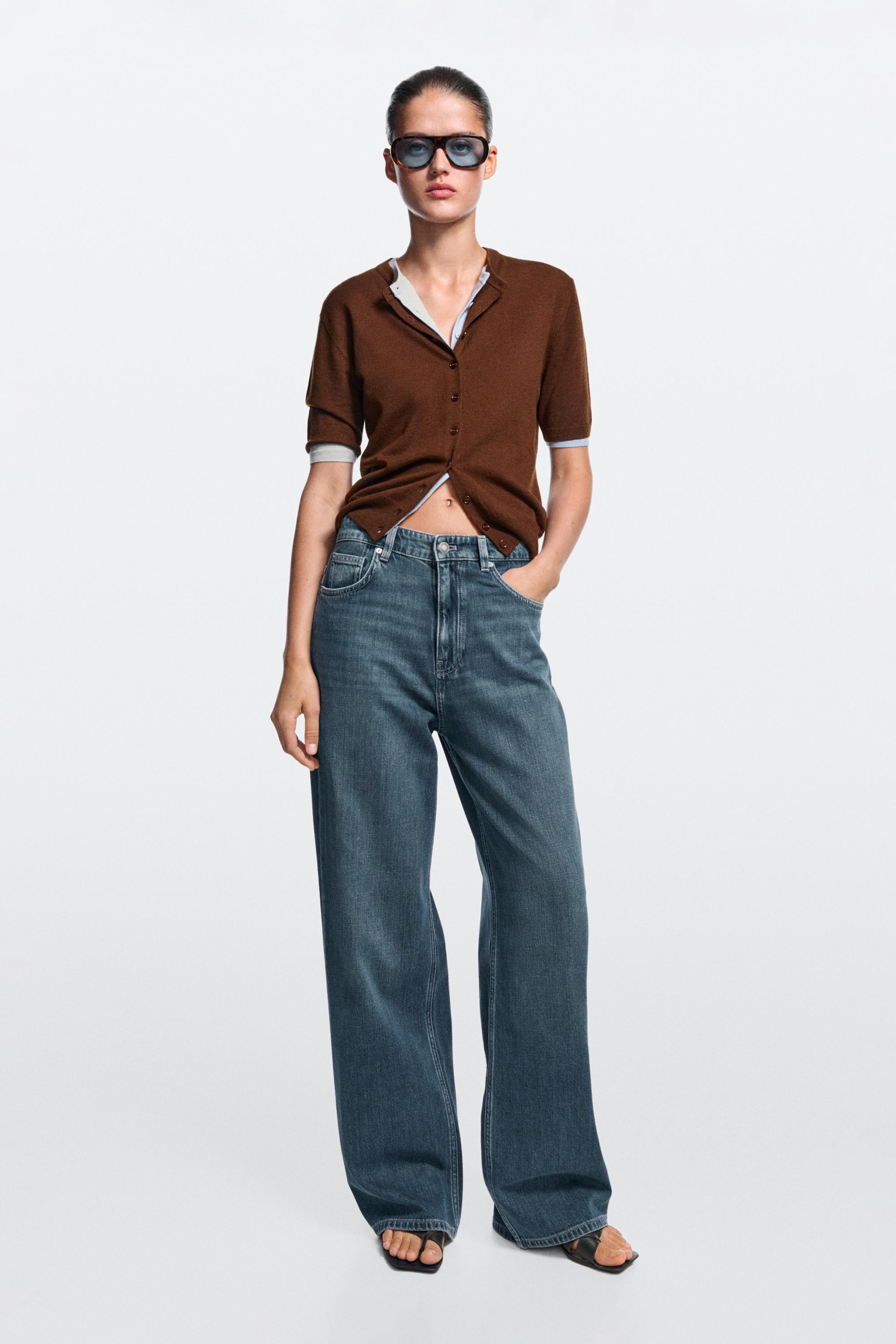 Relaxed wide-leg jeans — Mid-blue