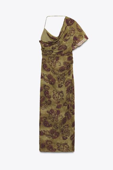 ASYMMETRIC PRINTED MIDI DRESS - Multicoloured by Zara - Image 7
