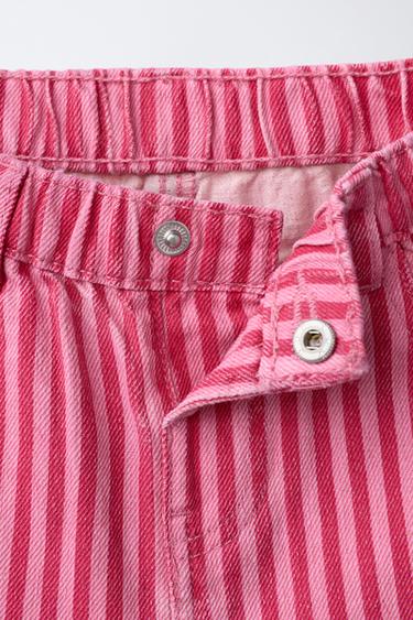 STRIPED CULOTTES WITH RUFFLES - Neon pink by Zara - Image 2