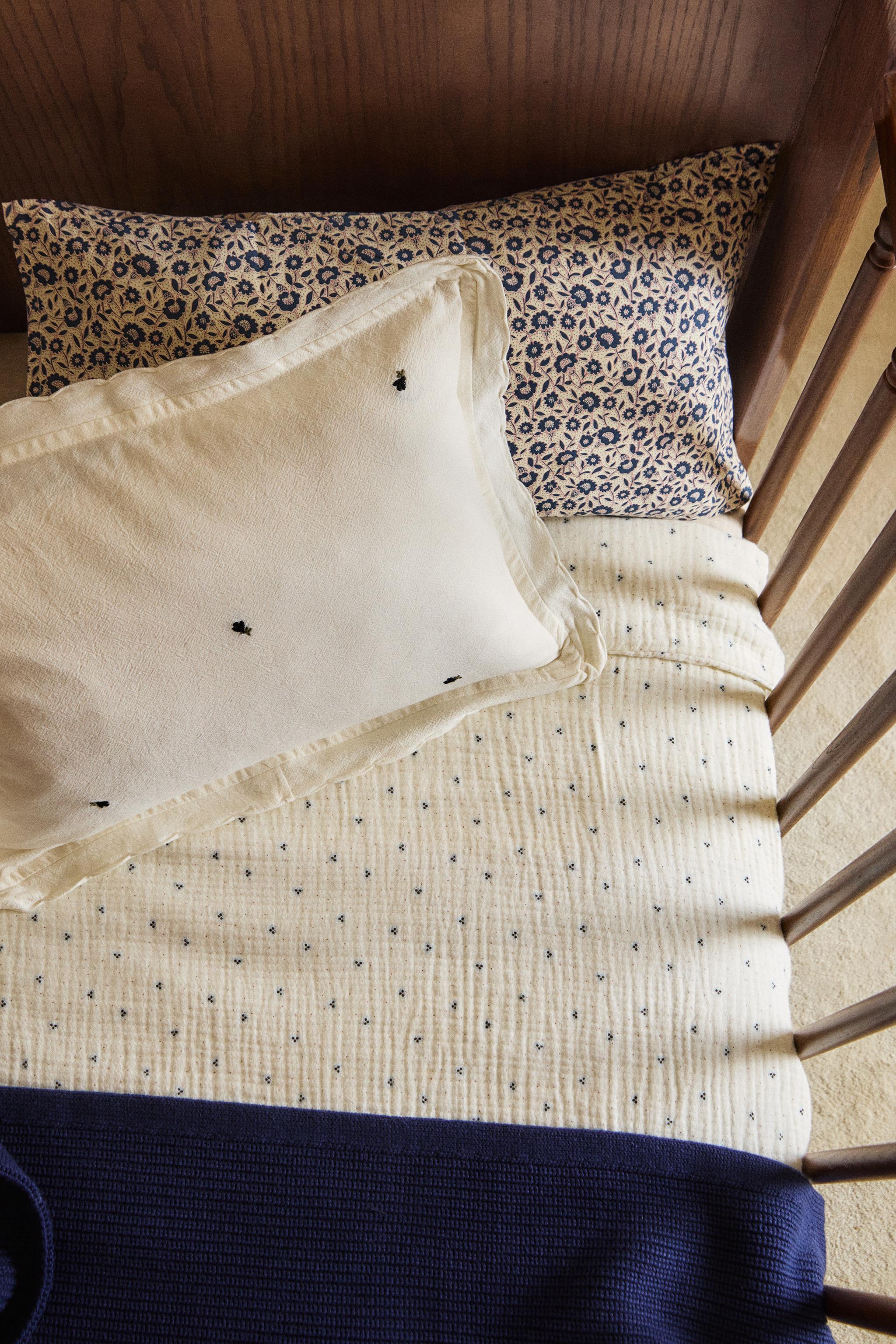 KIDS' COTTON DUVET COVER WITH DOTS