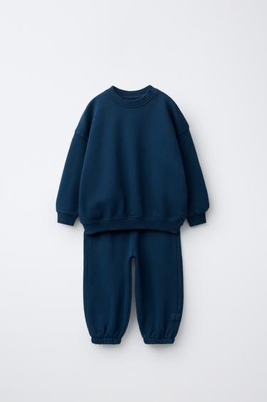 SÆT MED SWEATSHIRT OG JOGGINGBUKSER MED MÆRKE - blå fra Zara