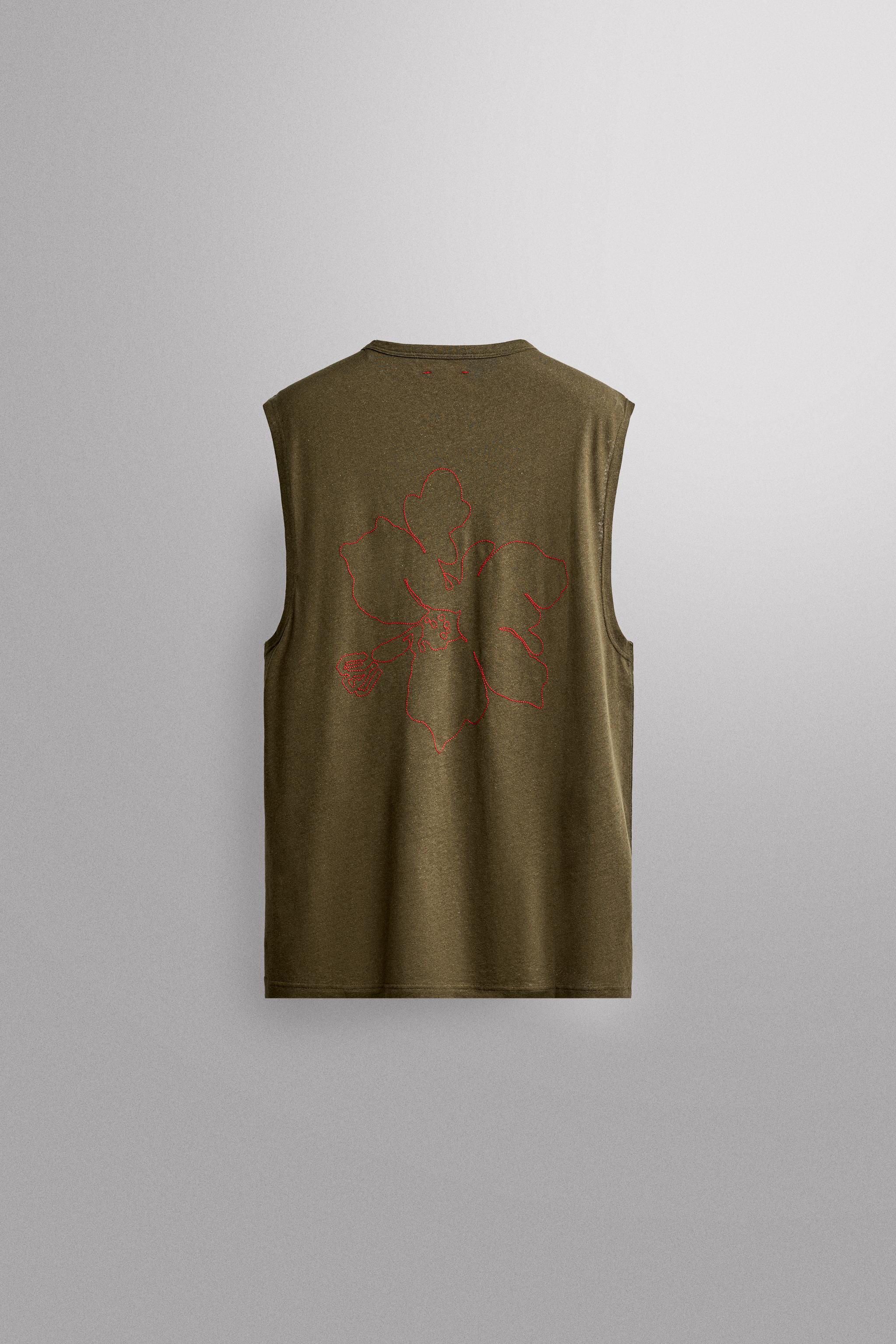 Мужские топы Zara LIGHTWEIGHT LINEN COTTON TANK TOP — фото 9