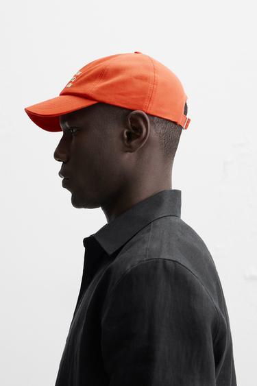 CAP WITH EMBROIDERED SLOGAN - Orange by Zara - Image 1