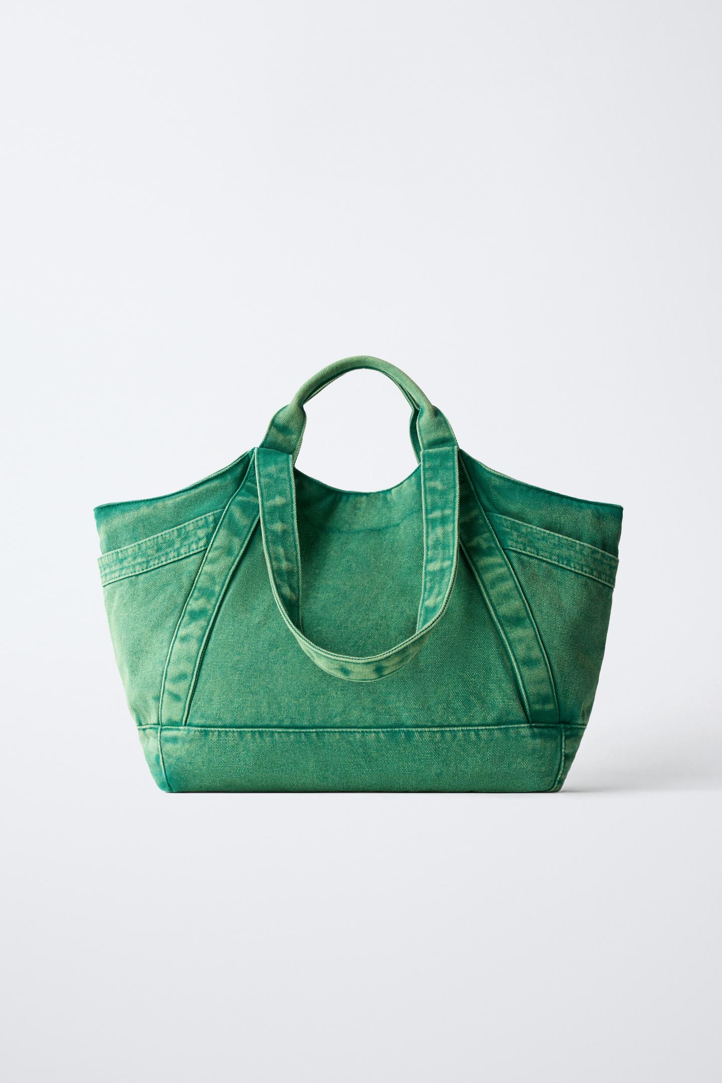 Сумка Zara Printed Shopper, цвет: Зелёный — фото 5