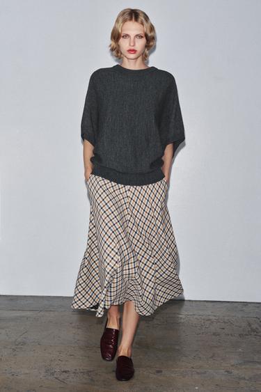 PULOVER DIN TRICOT CU MÂNECĂ LARGĂ - Gri de la Zara