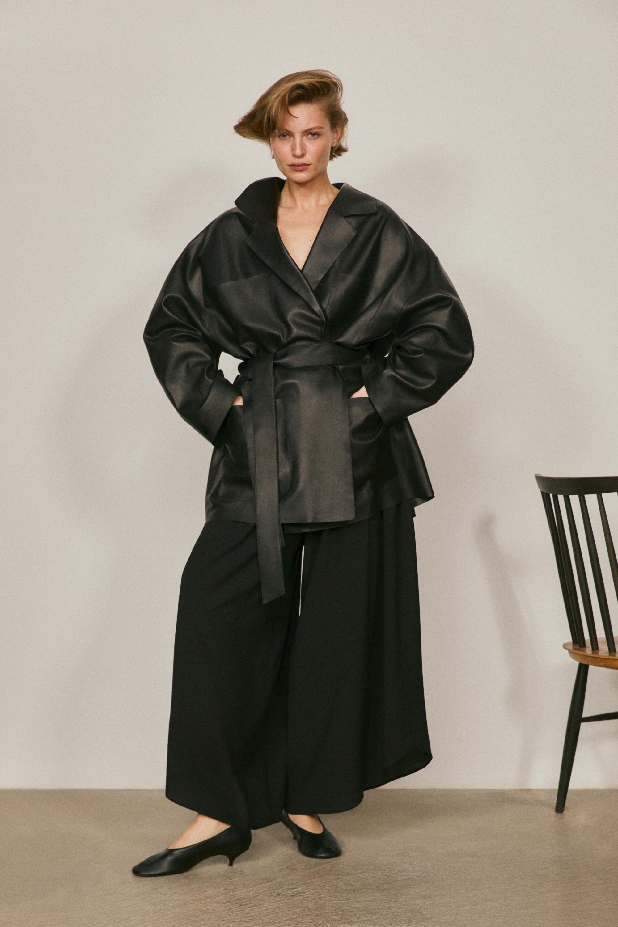 Long nappa leather jacket with tie - LIMITED EDITION