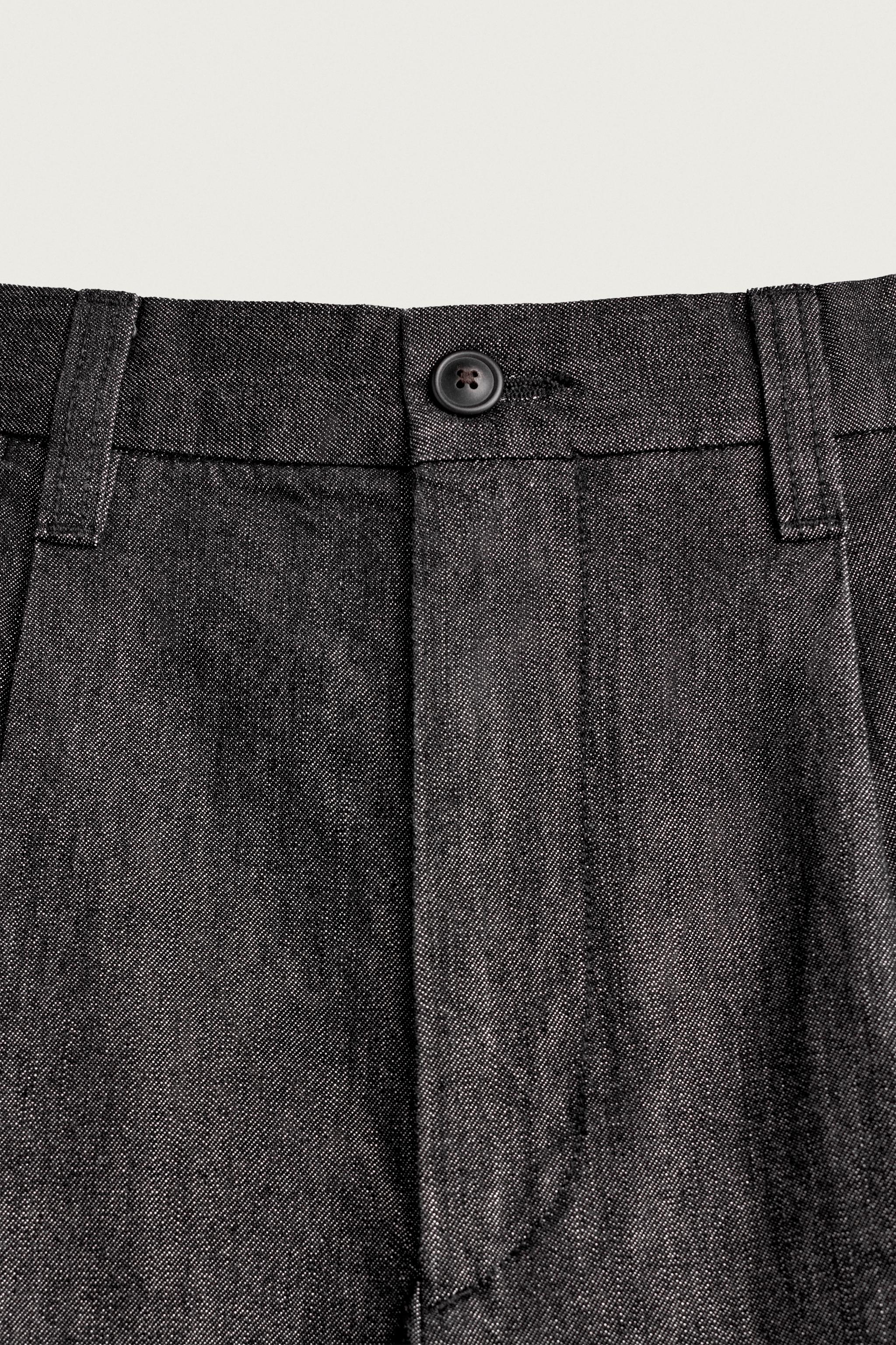 PLEATED DENIM CHINO PANTS
