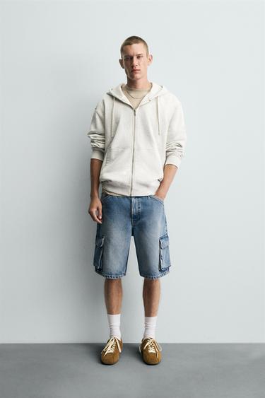DENIM CARGO BERMUDA SHORTS - Mid-blue by Zara