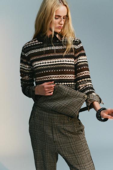 Zara JACQUARD KNIT JUMPER - Multicolored