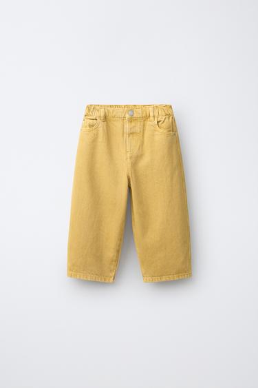 EMBROIDERED TWILL FRUIT OF THE LOOM™ TROUSERS - Mustard by Zara