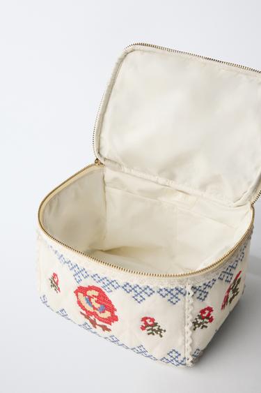 EMBROIDERED TOILETRY BAG - Ecru White by Zara - Image 3