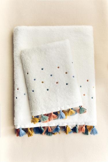 Zara CHILDREN'S TASSEL BATH TOWEL - Oyster-white